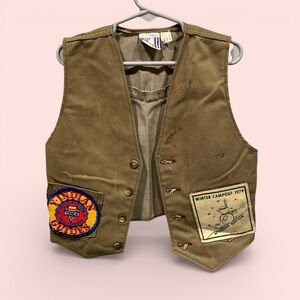 Vintage 70’s Billy the Kid tan vest YMCA Indian Guides Winter Campout costume